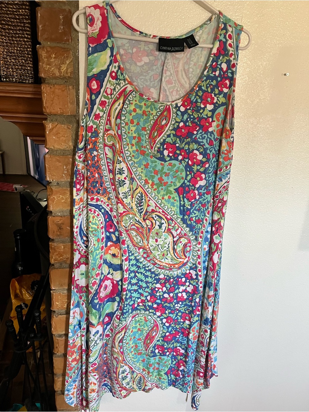 Cynthia Rowley Pastel Paisley Maxi Dress - Teal, Pink & Coral Accents size 1X - Picture 8 of 8